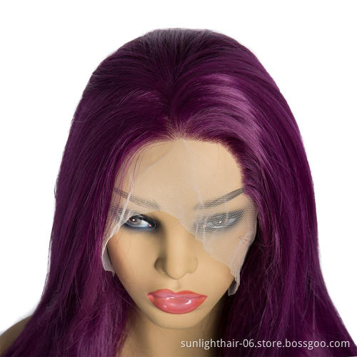 SUNLIGHT HAIR Straight Synthetic Wigs For Woman 24 Inch Long Heat Resistant Hair Wig Black Ombre Purple 2T3700# Color